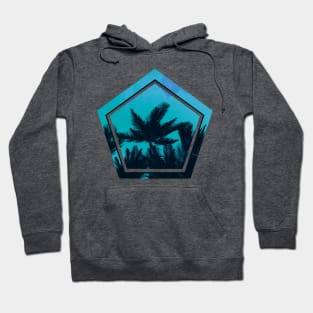 Beach palms ocean on a geometric shape Hoodie